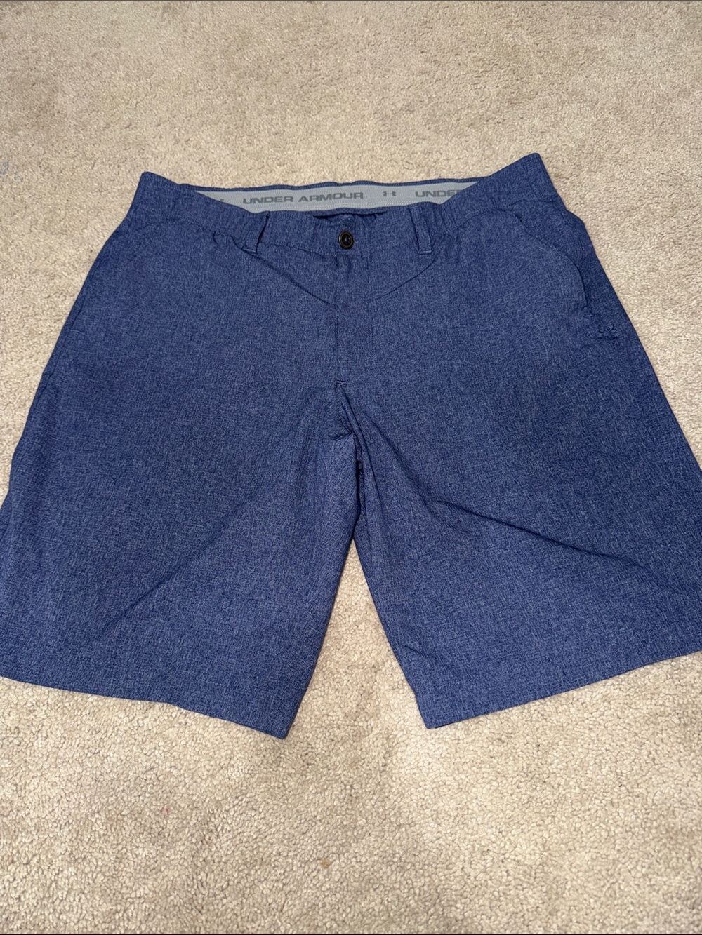 Under Armour Men's Navy Heather Flat-Front Golf Shorts